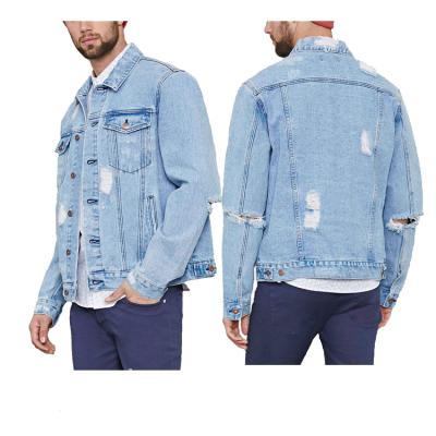 China Wholesale Men's Cotton Windproof Denim Do Old Hole Jeans Jacket for sale