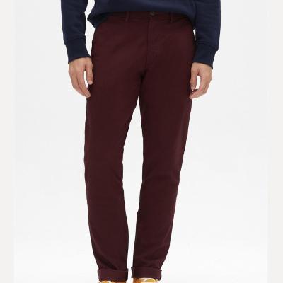 China Wholesale Custom Anti-pilling High Quality Slim Stretch Men's Burgundy Pants for sale