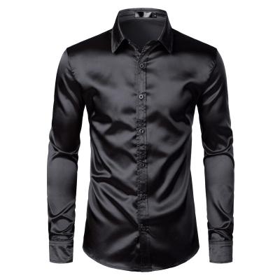 China Fashionable formal style man's long sleeve anti-pilling plain color wedding uniform shirt for men for sale