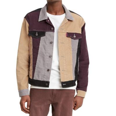 China Hot Sales QUICK DRY Men's Casual Jackets With Long Sleeves And Center Front Buttons Colorblocks Corduroy Trucker Jacket Coats for sale