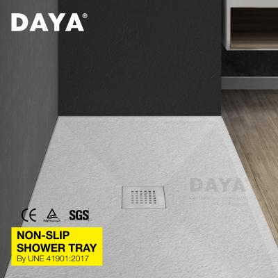 China Modern Artificial Slate Flooring Shower Base Resin Stone Pan Stone Bathroom Shower Tray for sale