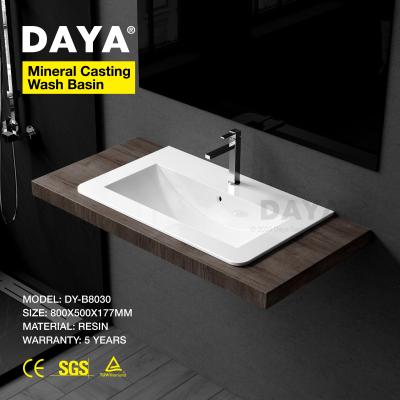 China Easy Clean Wholesale Resin Vessel Wash Basin Rectangle Rectangle Bathroom Stone Bathroom Sink for sale