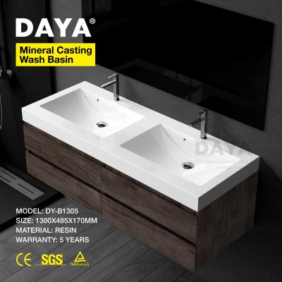 China Daya Easy Clean Rectangular Bathroom Hotel Washbasin Marble Basin Public Lavatory Sink for sale