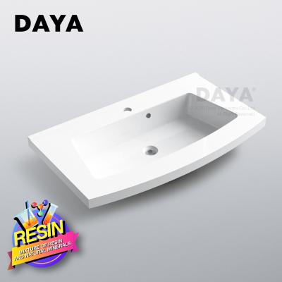 China New Design Resin Bathroom Wash Basins Freeze Coat Easy Clean Stone Sink Wash Basin White Wash Basin for sale