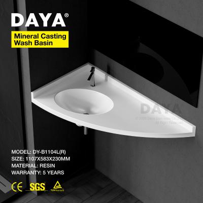 China Easy Clean Sink Polishing Flat White Stone Sink For Bathroom Furniture Hotel Project Used Cabinet Wash Basin for sale