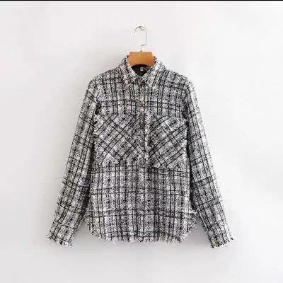 China Latest Design Anti Shrink Fashion High Quality Custom Long Sleeve White And Oversized Navy Tweed Shirts for sale