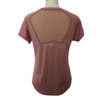 China New Arrival Anti-Wrinkle Design Sportswear 75%nylon 25%spandex Pink Blend Women Gym T-shirt for sale