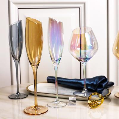 China American style Champagne Glasses Crystal Flutes Glass for wedding western creative wine quantity clear camouflage glass for sale