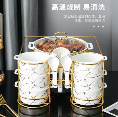 China Sustainable Dinner Hotel Tableware Set 7-9 Soup Pot With Stand Cup And Spoon for sale