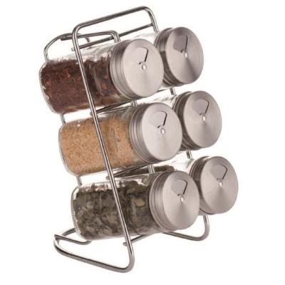 China Viable glass-metal 6 jar lid spice rack set, spice bottle, spice rack organizer for sale