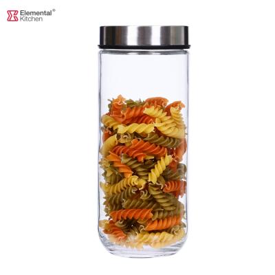 China Sturdy Sustainable Glass Storage Bottles And Jars With Stainless Steel Screw Top for sale