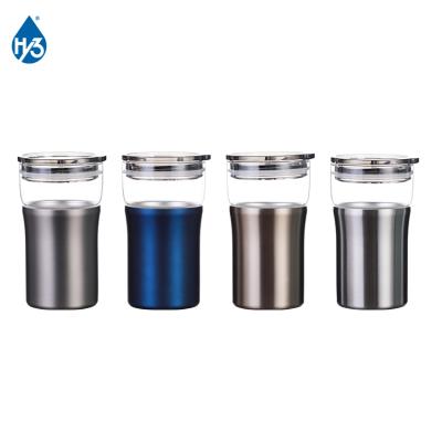 China HY3 Sustainable 350ML SS Sleeve Multi Use Double Wall Insulated Coffee Mug To Go Tea Cup Beverage Glass for sale