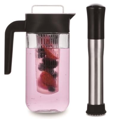 China 1100ml Sustainable Glass Pitcher Serving Set, Fruit Infuser, Fruit Infusion With Messy Person for sale