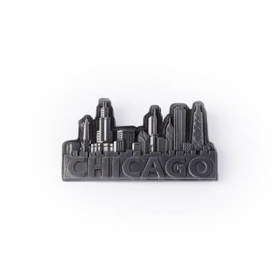 China America Antique Silver Plated 3D Metal Pins Chicago City Theme Souvenir Gifts for sale