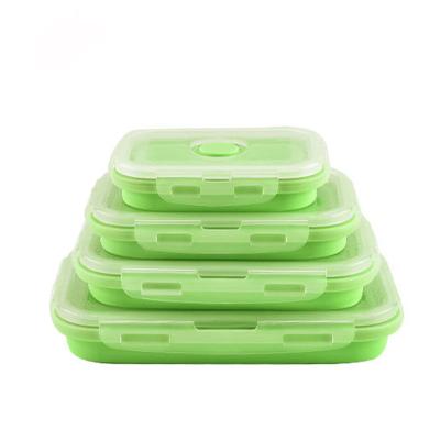 Κίνα 800ml Silicone Reusable Lunch Box Foldable Container Microwave Heating In Pink, Green, Blue προς πώληση