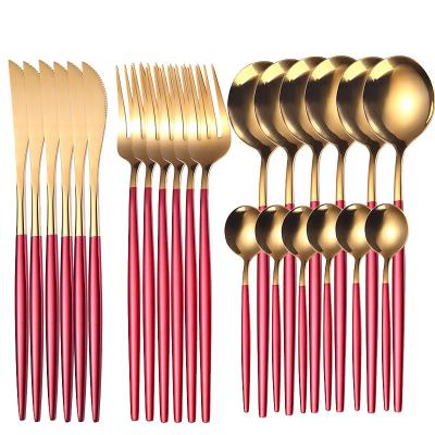 China Luxury Gold Stainless Steel Cutlery Set Portuga Flatware Silver 18/10 Stainless Steel Gift for sale