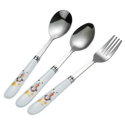 China Best quality 304 Stainless Steel Kids Cutlery Mirror Polished With Spoon and Fork Student Dinner spoon Fork funny pattern Te koop