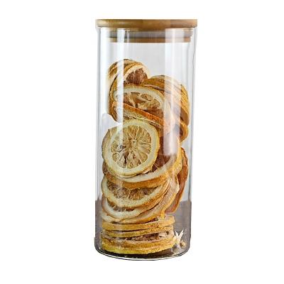 China Wholesale cheap storage Jar 500ml 600ml 750ml 1000ml glass round airtight jars 20 Oz high borosilicate glass jar with Bamboo Lid à venda