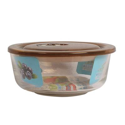 China High Quality Glass Storage Container 100% Food Grade Fresh Seal Salad Bowl With Plastic Lid for sale