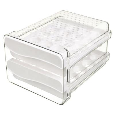 China Food grade plastic egg storage rack refrigerator egg storage tray 40 grid stackable 2 Layers storage eggs holder rack for sale