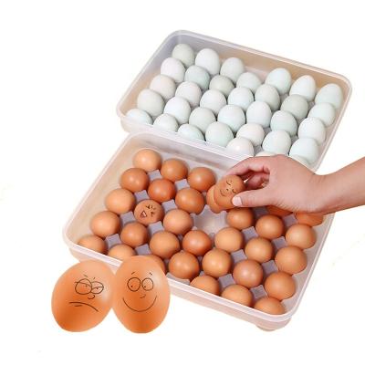 China Food grade plastic egg storage box container refrigerator egg storage tray dispenser container storage eggs holder box Te koop