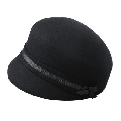 China Fashion Factory Wholesale Classic Winter Women Wool Beret Solid Black French Hats for sale