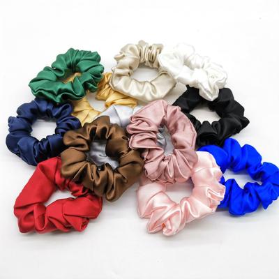 China Mulberry high quality elastic satin solid color hair decoration fashion women's silk scrunchies for sale