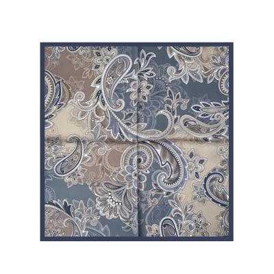 China 53x53cm Hip Hop Luxury Fashion Small Paisley Plain Printed Silk Handkerchief Pocket Square Scarf for sale