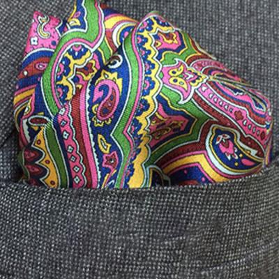 China Wholesale Fashion Luxury Design Paisley Printed Silk Handkerchief 33cm Pocket Square for sale