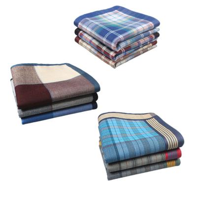 China 43cm Classic Color Fashion Pocket Square Plaid Stripe Handkerchief Quilted Cotton for sale