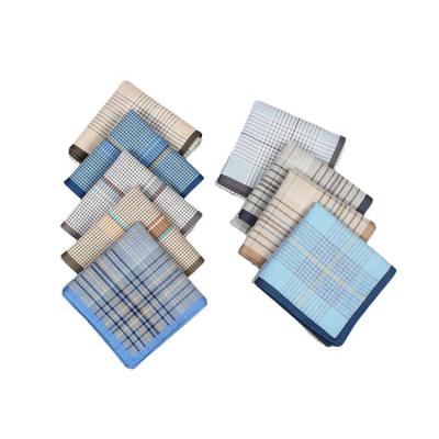 China 40x40cm Multifunctional Pocket Square Fashion Plaid Stripe Soft Cotton Handkerchief for sale