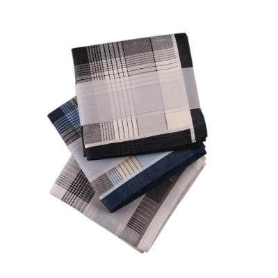 China Fashion Wholesale 43x43cm Mens Womens Fashion Pocket Handkerchief Plaid Stripe Cotton Square Handkerchief for sale