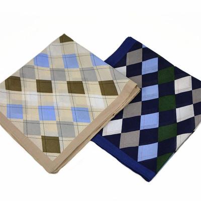 China Premium Quality 42cm Pocket Handkerchief Fashion Brand Design Fashion Plaid Tartan Cotton Square Handkerchief for sale