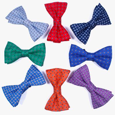 China Wholesale Fashion Luxury 12x6cm Jacquard Men's Elegant Skinny Floral Printing 100% Silk Bow Tie for sale