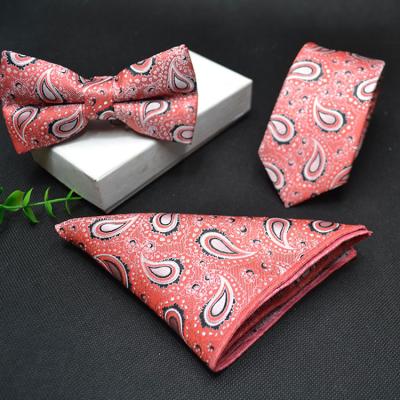 China Gift Wrapping Bowtie Pocket Square Tie Canvas Ties Cotton Linen Fashion Floral Print Cotton Plaid Sets for sale