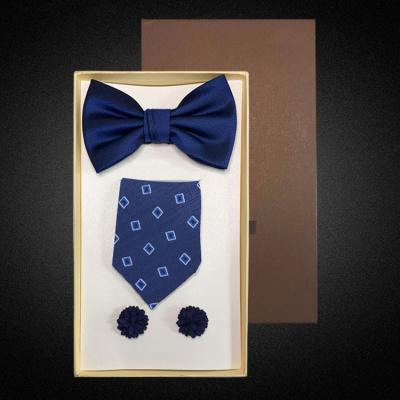 China Gift Custom High Quality Luxury Premium Jacquard Bow Tie Silk Tie Set For Men 145cm *8.5cm *3.8cm for sale