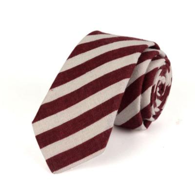 China New Design 6cm Classic Cotton Fashion Casual Formal Canvas Men Tie Stripe Ties 6*145cm for sale