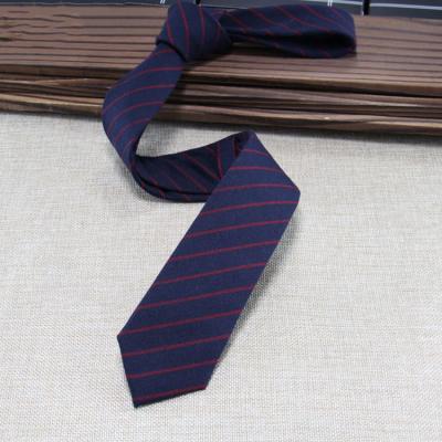 China Custom wholesale cotton canvas formal standard business formal stripe classic jacquard ties for men 6*148cm for sale