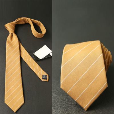 China Fashion Business Stripe Jacquard Polyester Black Formal Classic Ties For Men 7.5*145cm for sale