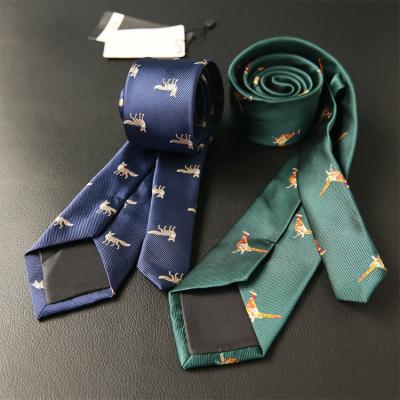 China Custom Business Formal Luxury Brand Printing Mens Jacquard Polyester Animal Ties 7*145cm for sale