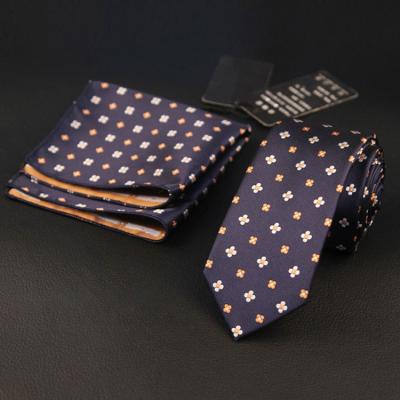 China Fashion Luxury Formal Business Floral Jacquard Polyester Ties With Pocket Square 6*145cm for sale