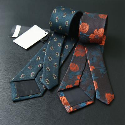 China Fashion casual wholesale custom tie pattern jacquard polyester floral ties for men 7*145cm for sale