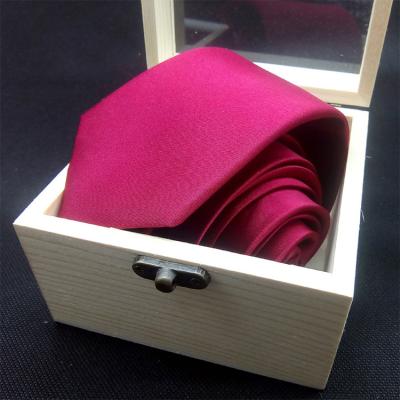 China 7cm high fashion classic slim thin solid color jacquard silk necktie with gift packing 7*148cm for sale