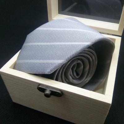 China Wholesale 7cm Custom Classic Premium Mens Stripe Jacquard Silk Tie With Gift Box 7*148cm for sale