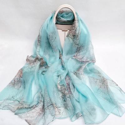 China Factory Striped In Stock Ladies Hijab Long Scarf Fashion Thin 100% Silk Shawls Women for sale