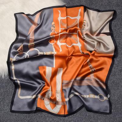 China Luxury 100% Satin High Fashion Women Hair Square Neck Middle Head Silk Square Scarf With Excellent Boundary for sale