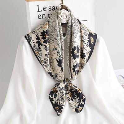 China Square 90*90cm Wholesale Custom Digital Printing Handbag Neck Decoration Square Satin Silk Scarf For Women for sale