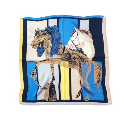 China Designer 90*90 Luxury Custom Printed Silk Scarf 100%Pure Square Animal Figure Stain Printed Silk Scarf For Elegant Women for sale