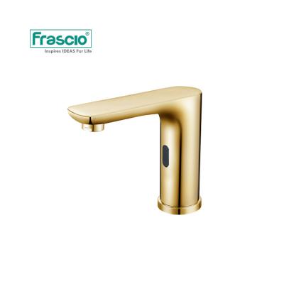 China Sense Faucets Hot Sale Frascio Automatic Cold Water Faucet Sensor Deck Mounted Type Golden Automatic Faucet Sensor Basin Brass Automatic Faucet for sale