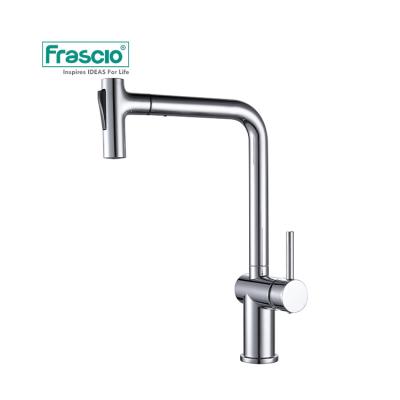 China Modern Metered Faucets Frascio Kitchen Sink Faucet With Pull Out Sprayer Chrome Plating Sink Supplement Faucet Kitchen Sink for sale